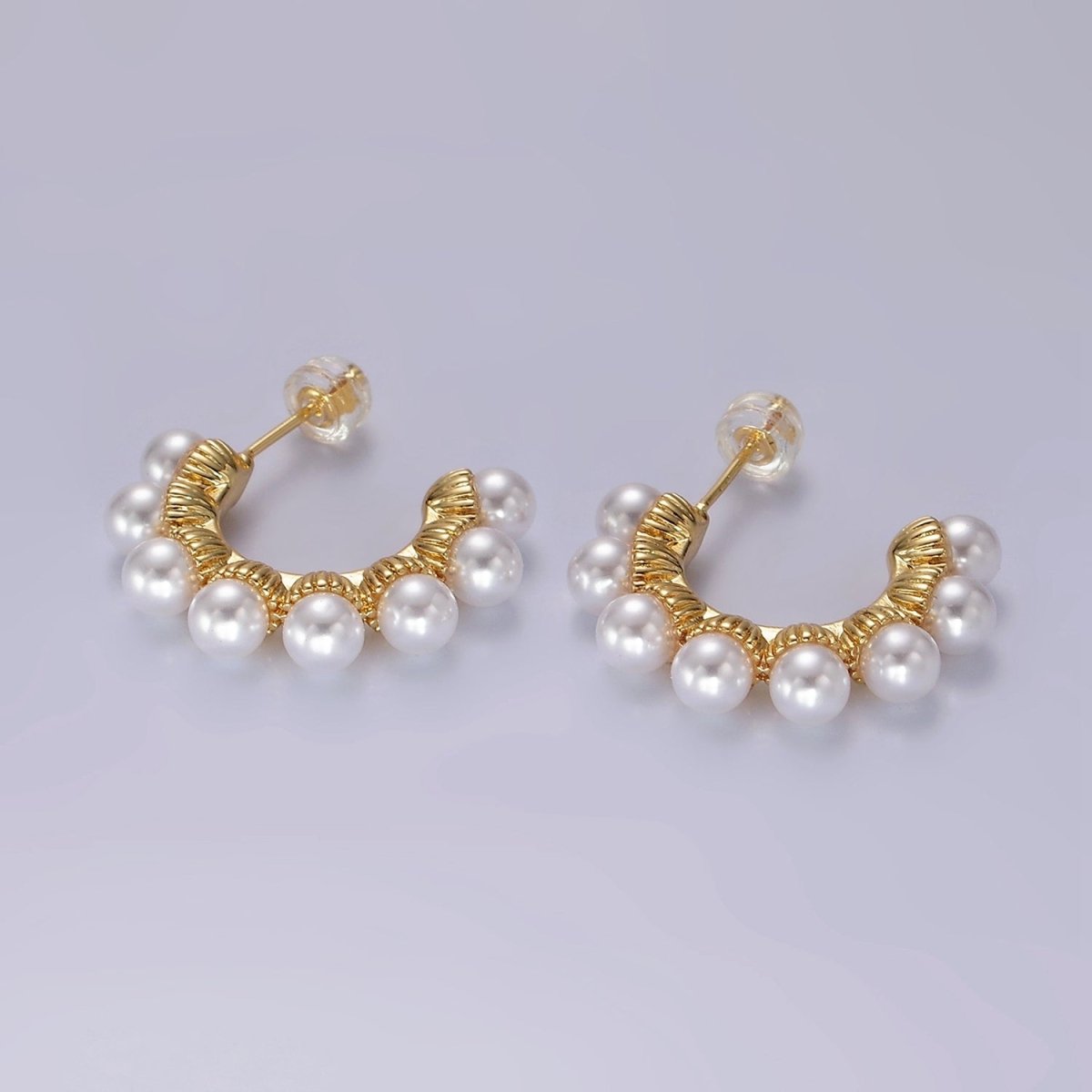 Pearl Dotted Hoop Earrings