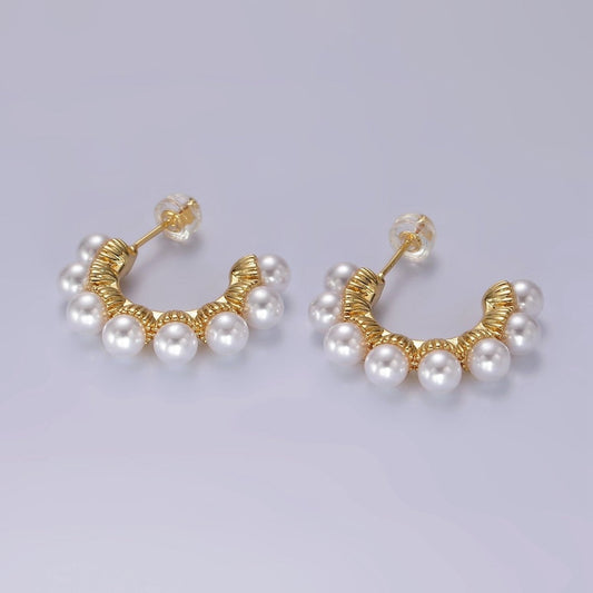Pearl Dotted Hoop Earrings