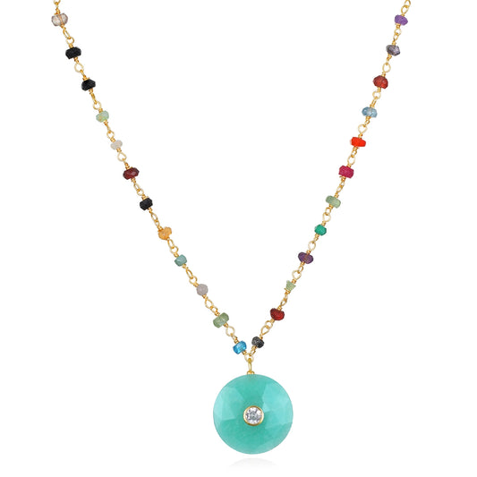 Amazonite Coin Rainbow Necklace