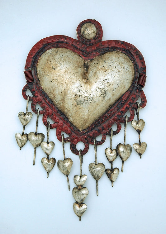 Folk Tin Heart With Dangles