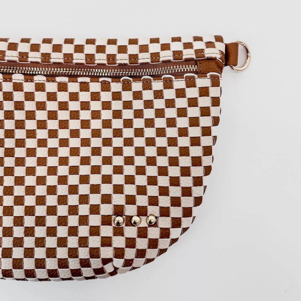 Checkered Woven Bum Bag