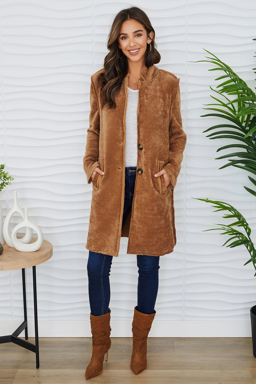 Mid-Length Corduroy Coat