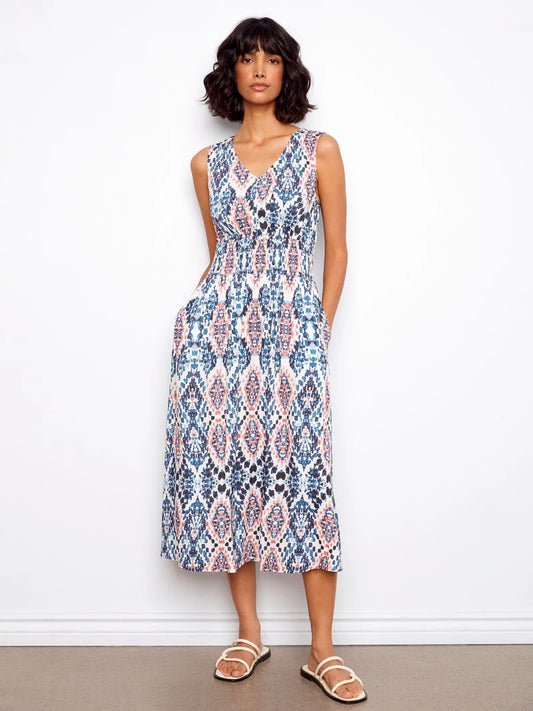 Smocked Printed Dress