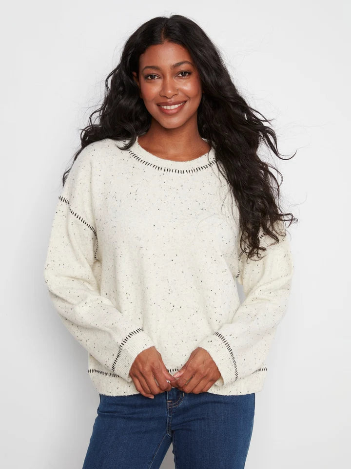 Contrast Whipstitch Sweater