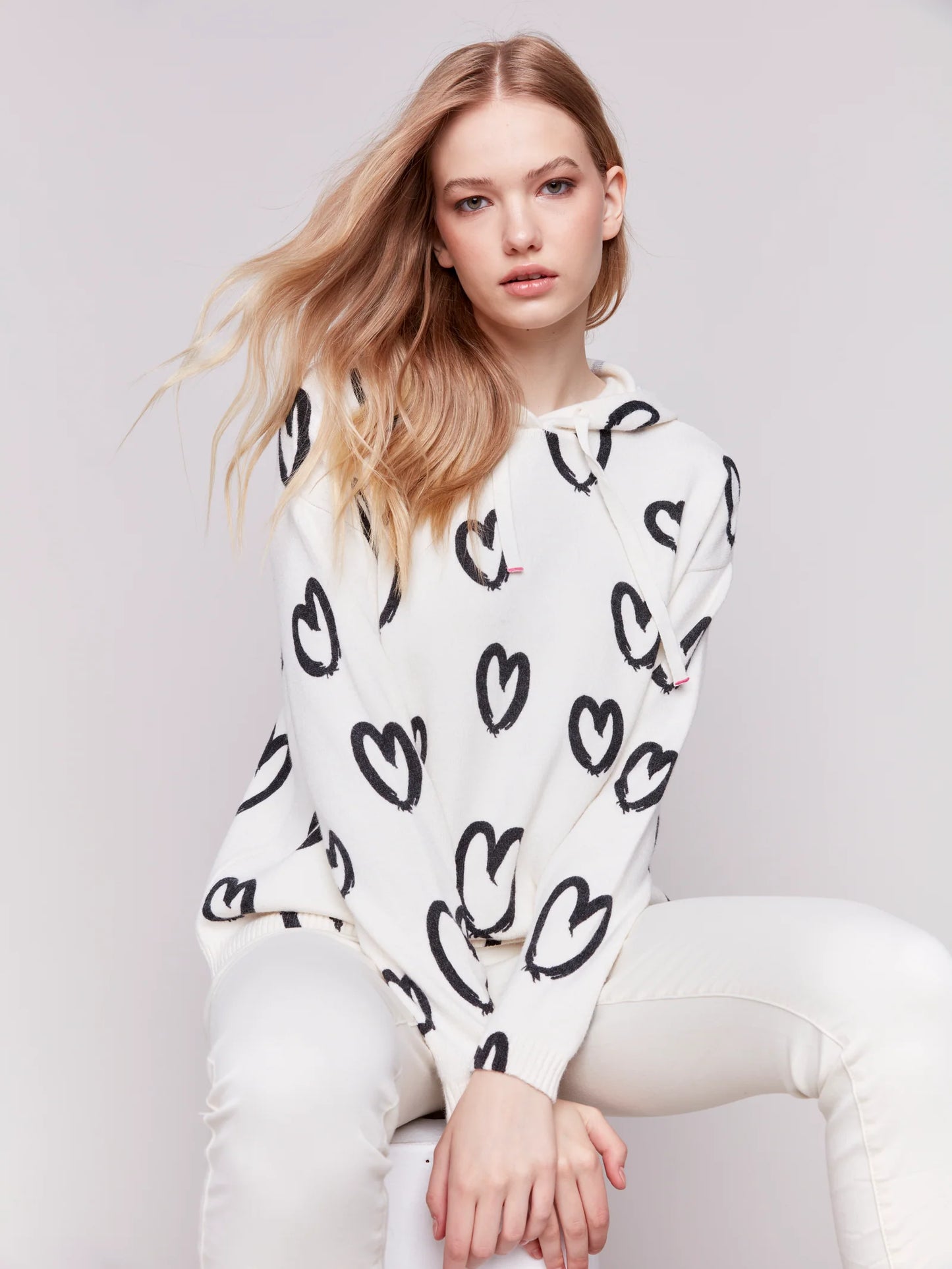 Printed Hearts Hoodie