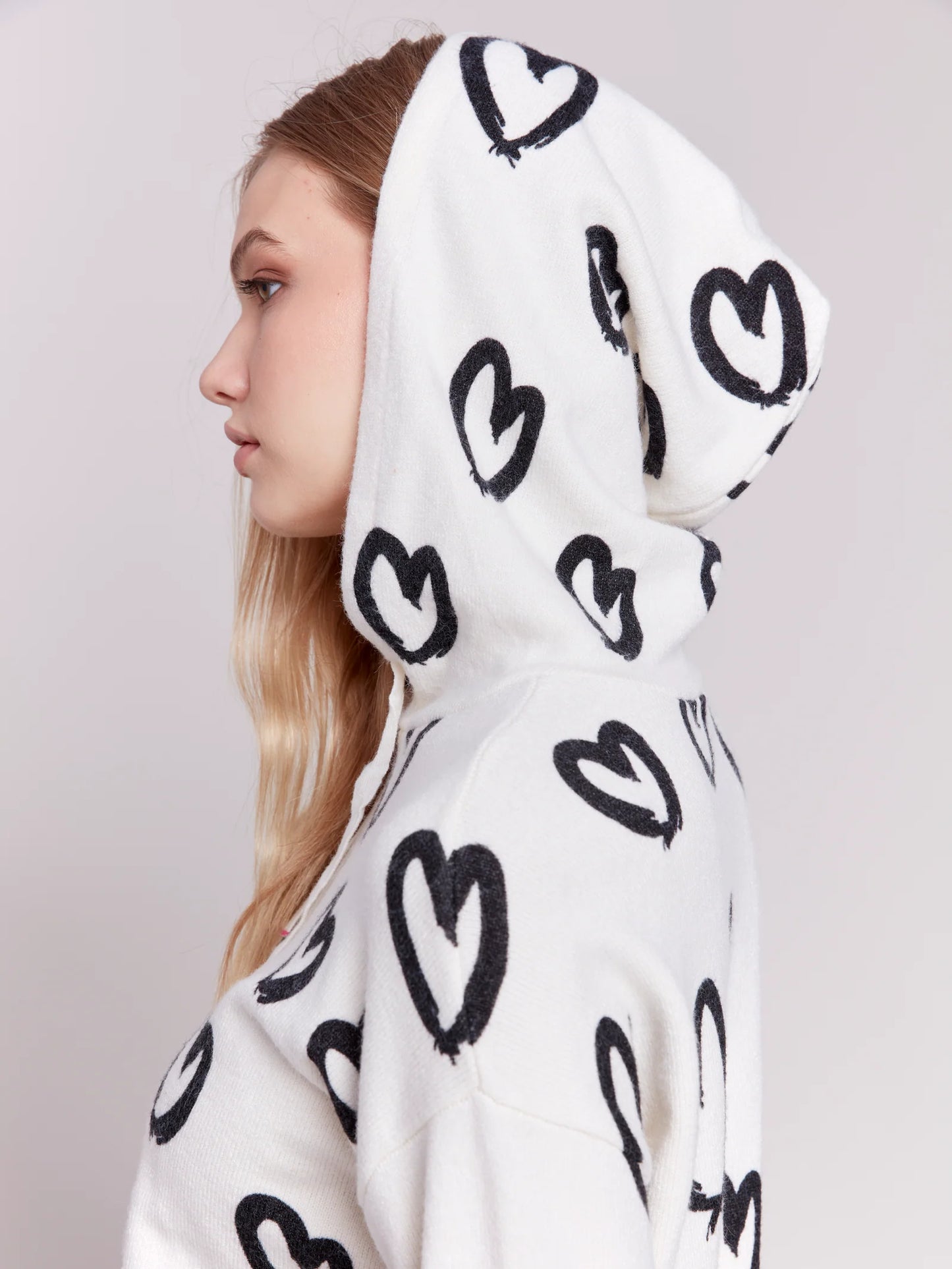 Printed Hearts Hoodie