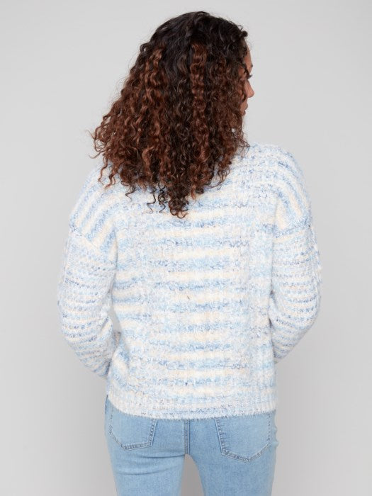 Notch Neck Cable Knit Sweater