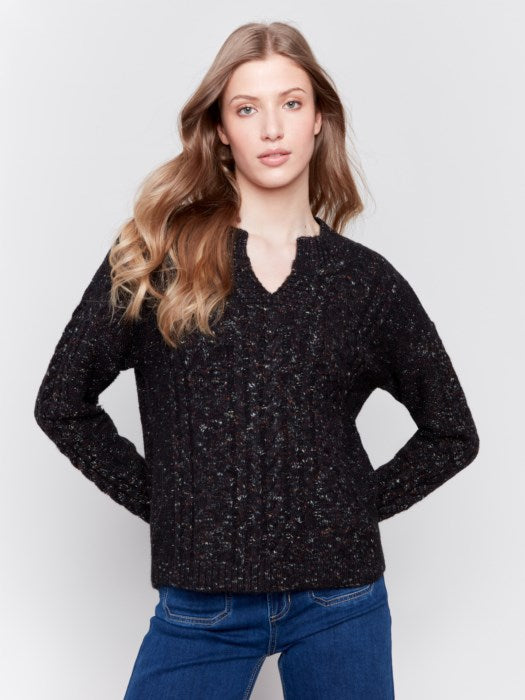 Speckled Cable Knit Sweater