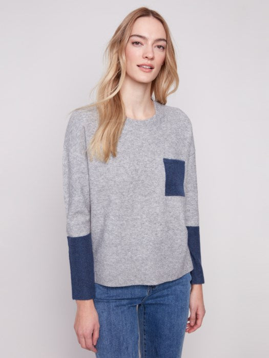 Color Block Crew Neck Sweater