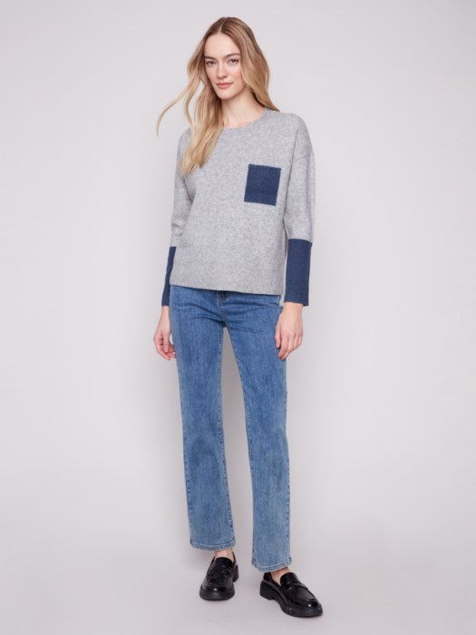 Color Block Crew Neck Sweater
