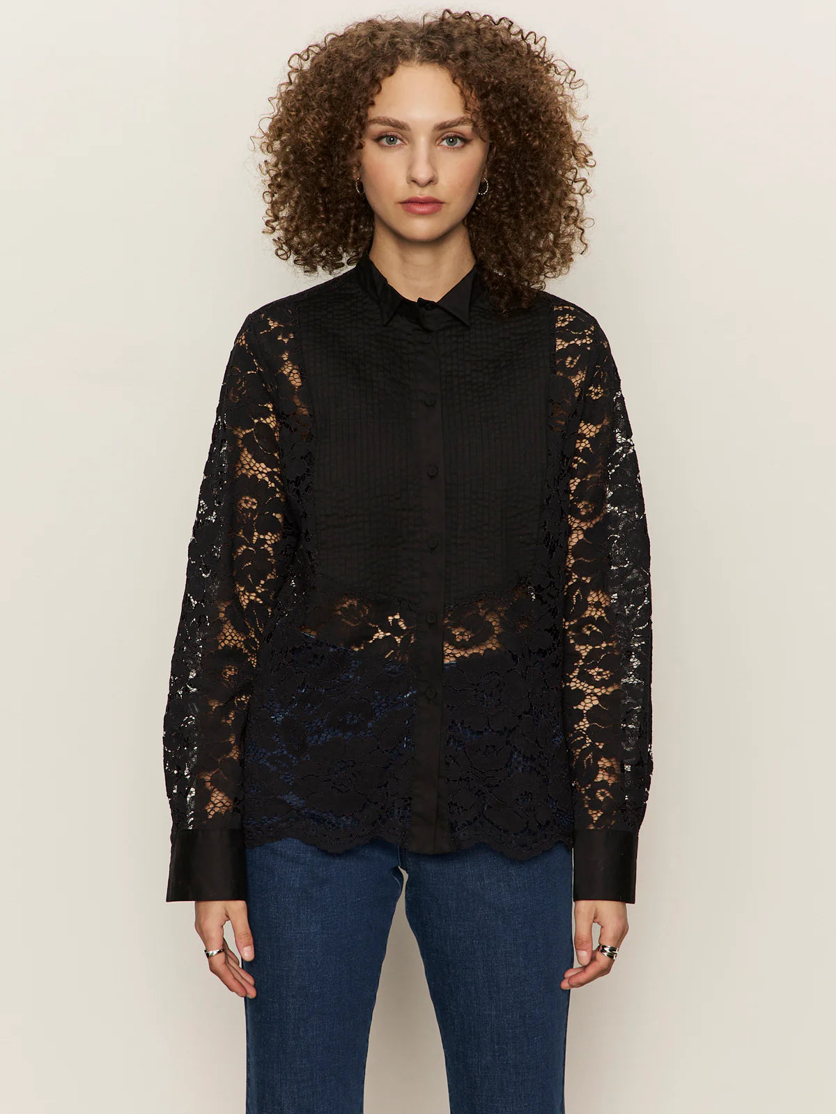 Serendipity Lace Tuxedo Shirt