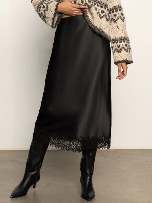 Lace Trim Slip Skirt