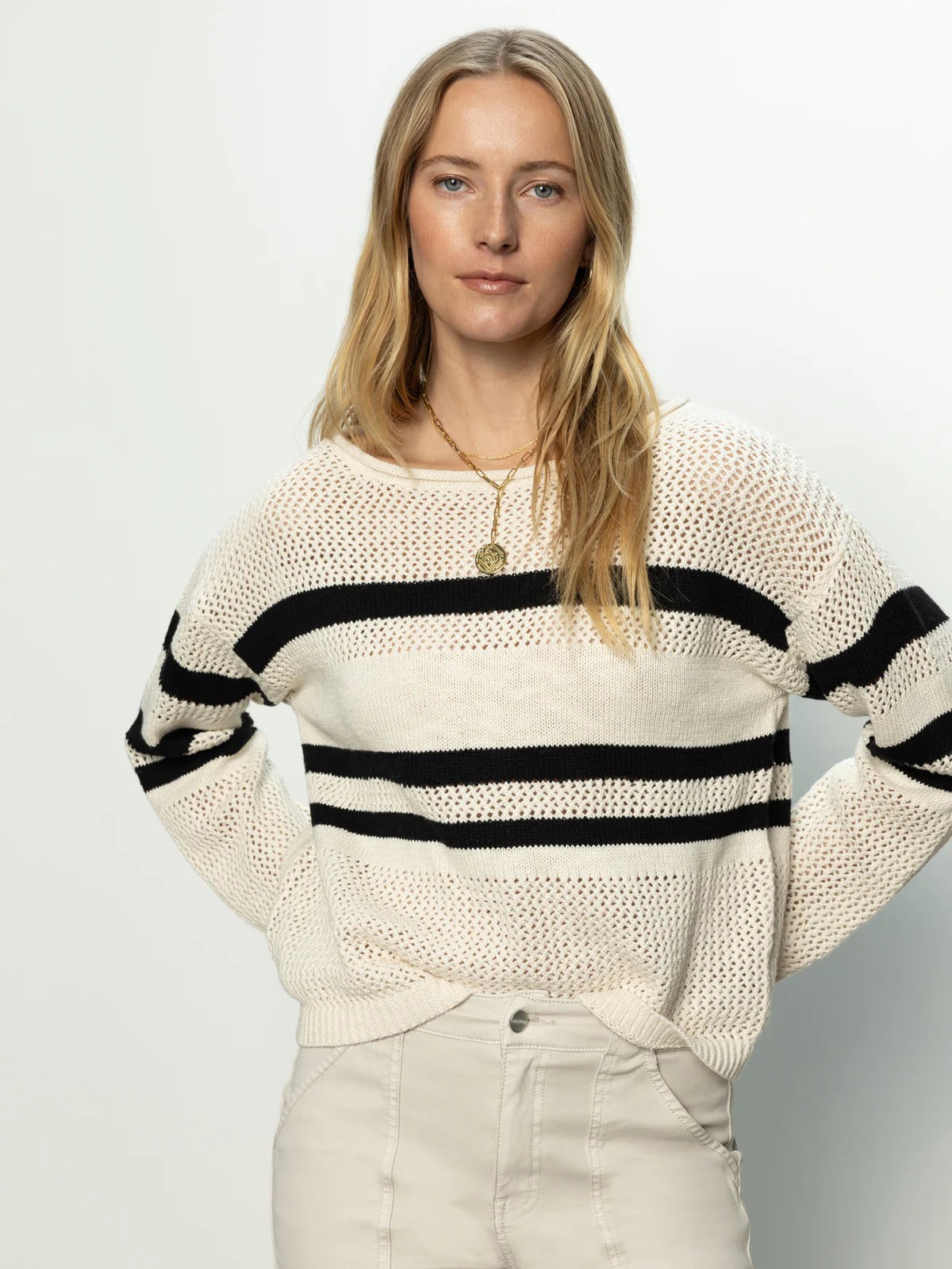 Stripe Open Knit Sweater