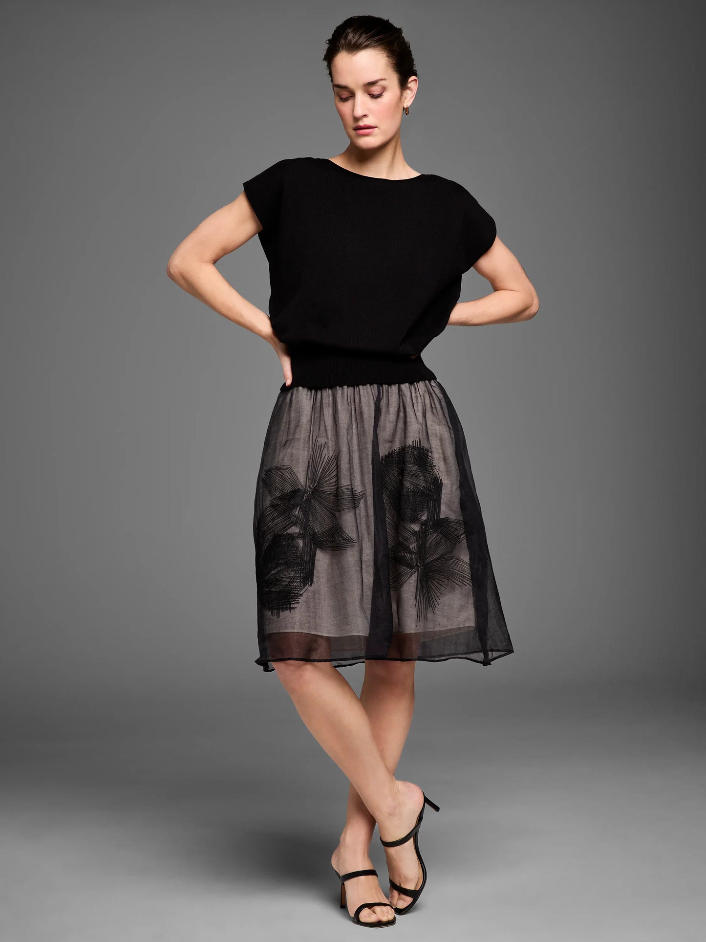 Embroidered Mesh Skirt