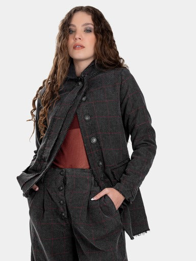 Raw Edge Plaid Jacket