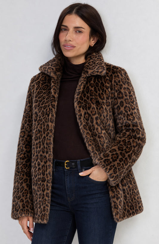 Collared Leopard Coat