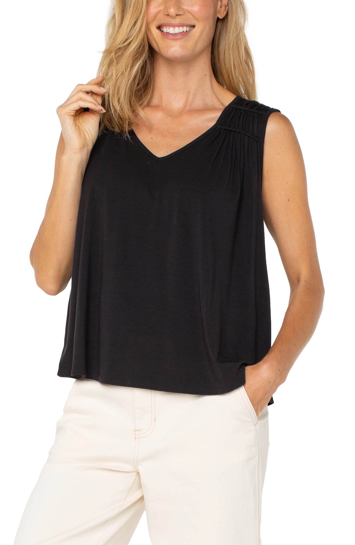 Sleeveless Shirred Top