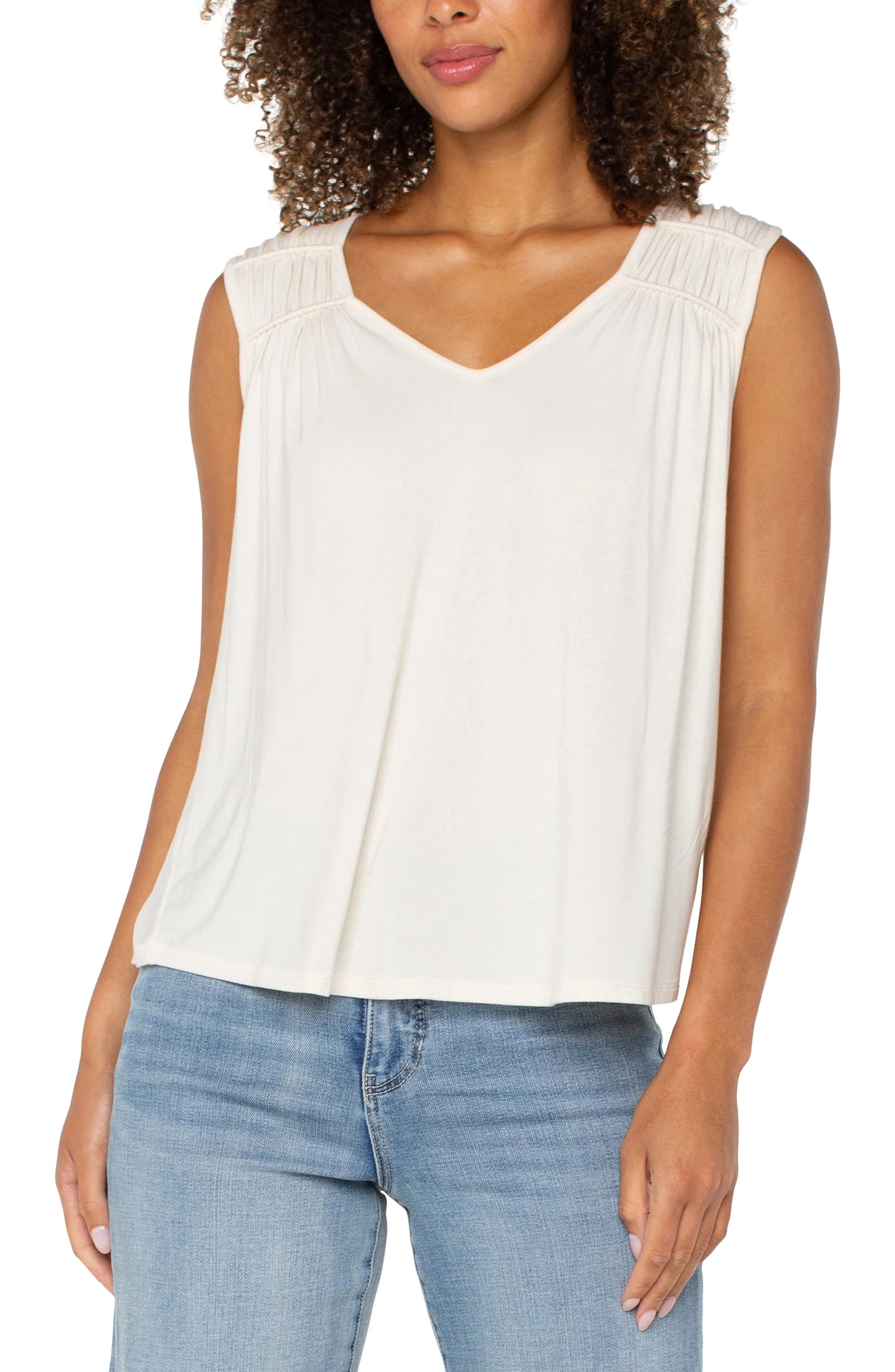 Sleeveless Shirred Top