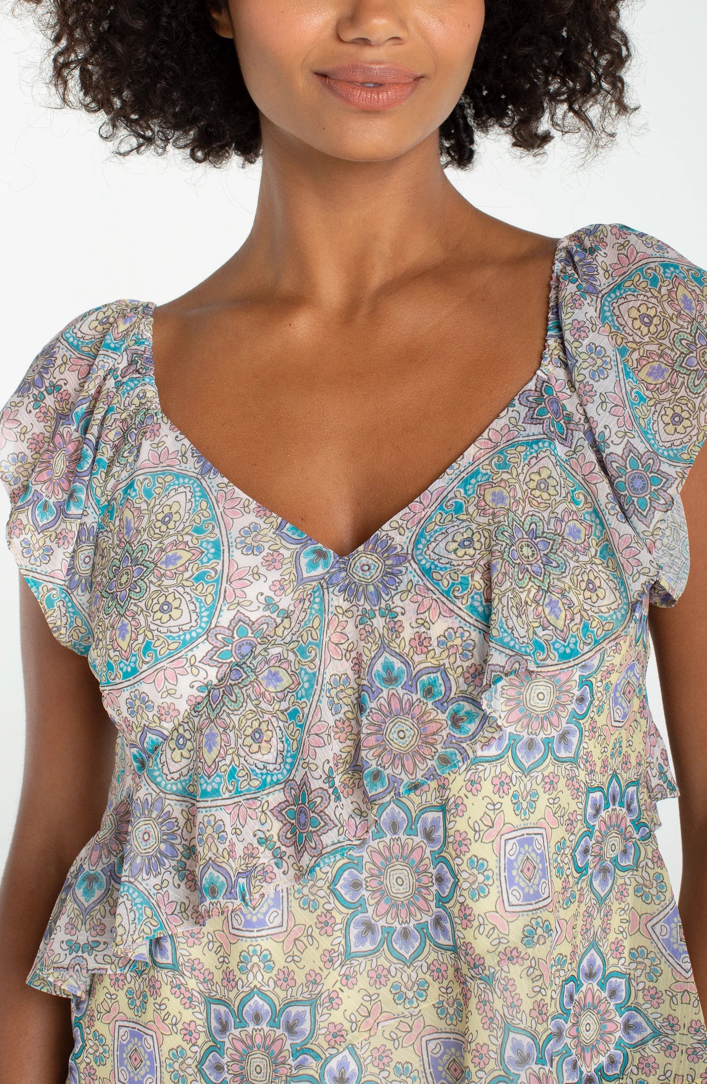 Flutter Sleeve Draped Blouse