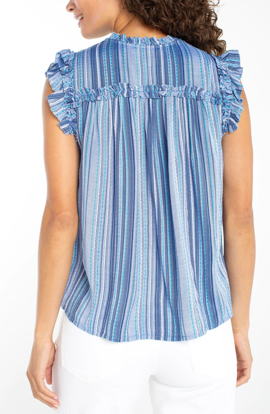 Chambray Tassel Woven Top