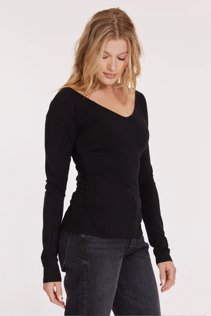 Open V-Neck Fitted Top