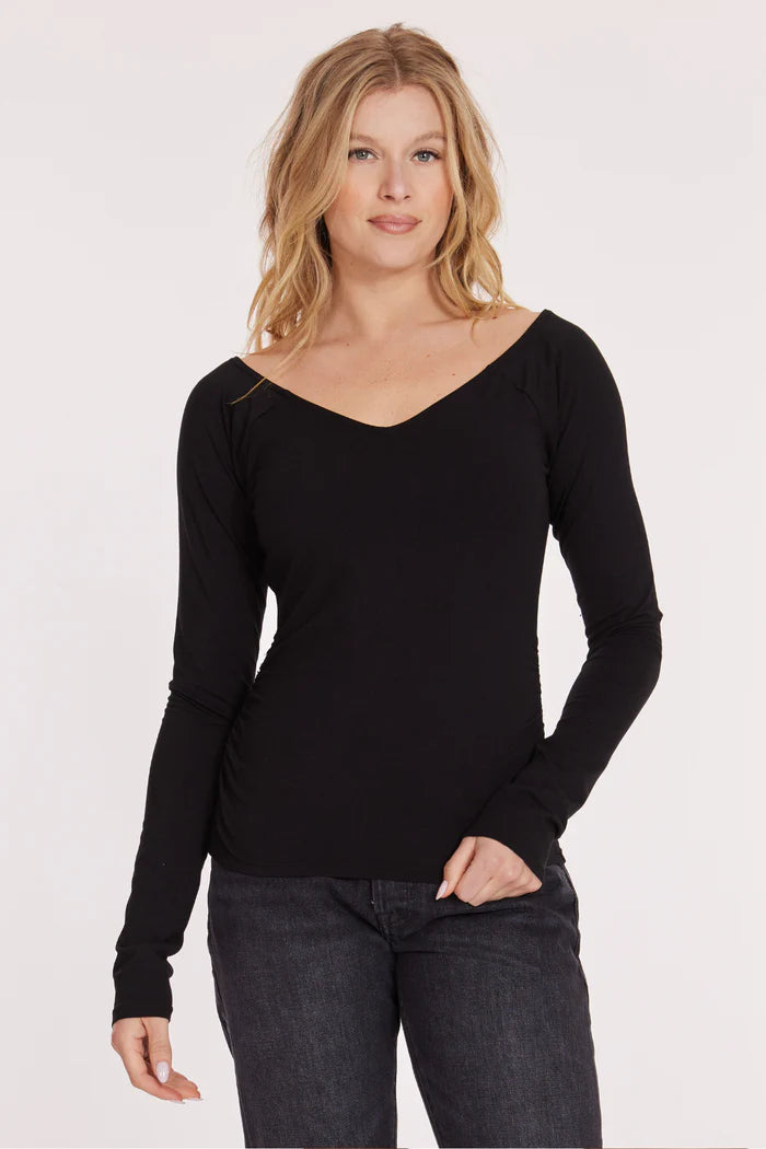 Open V-Neck Fitted Top