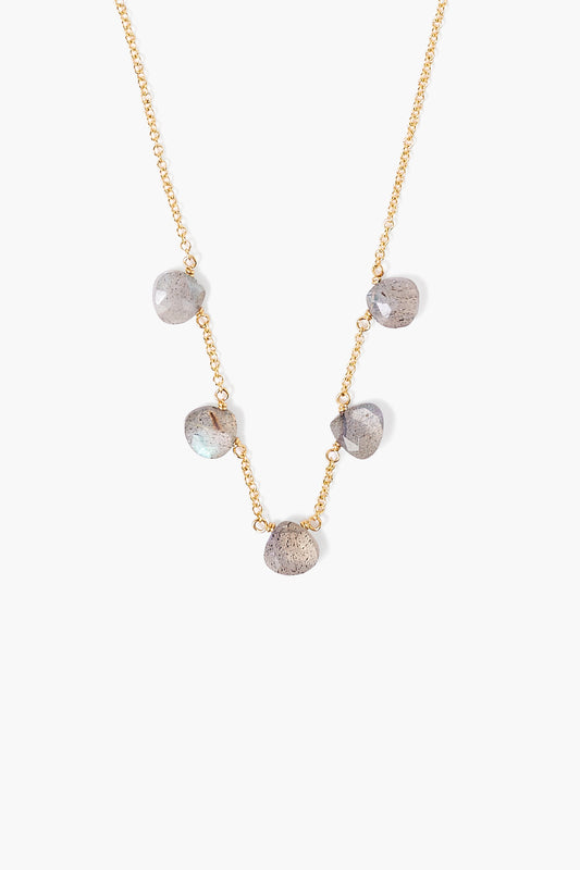 18 K Gold Plated Sterling Labradorite Station Amulet Necklace