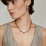 18k gold plated sterling silver necklace - Amber Mix