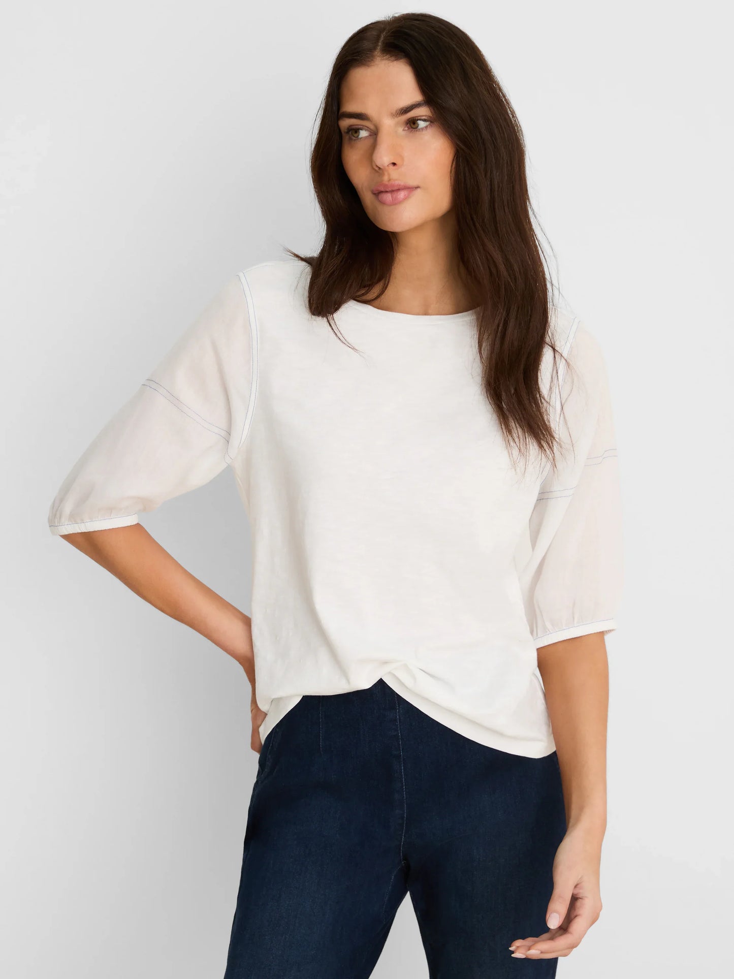 Linen Sleeve Cotton Tee
