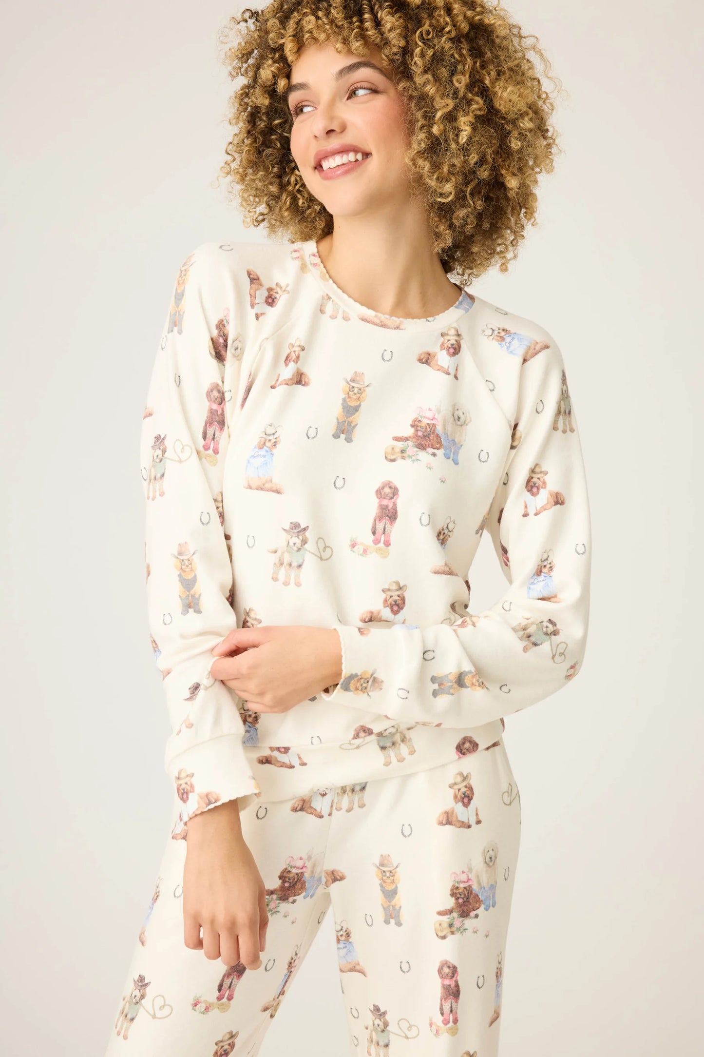 Dog Print Long Sleeve Top