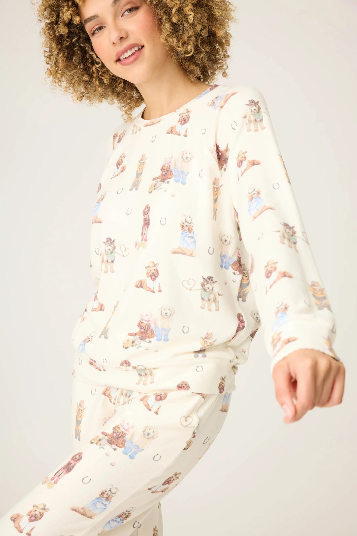 Dog Print Long Sleeve Top