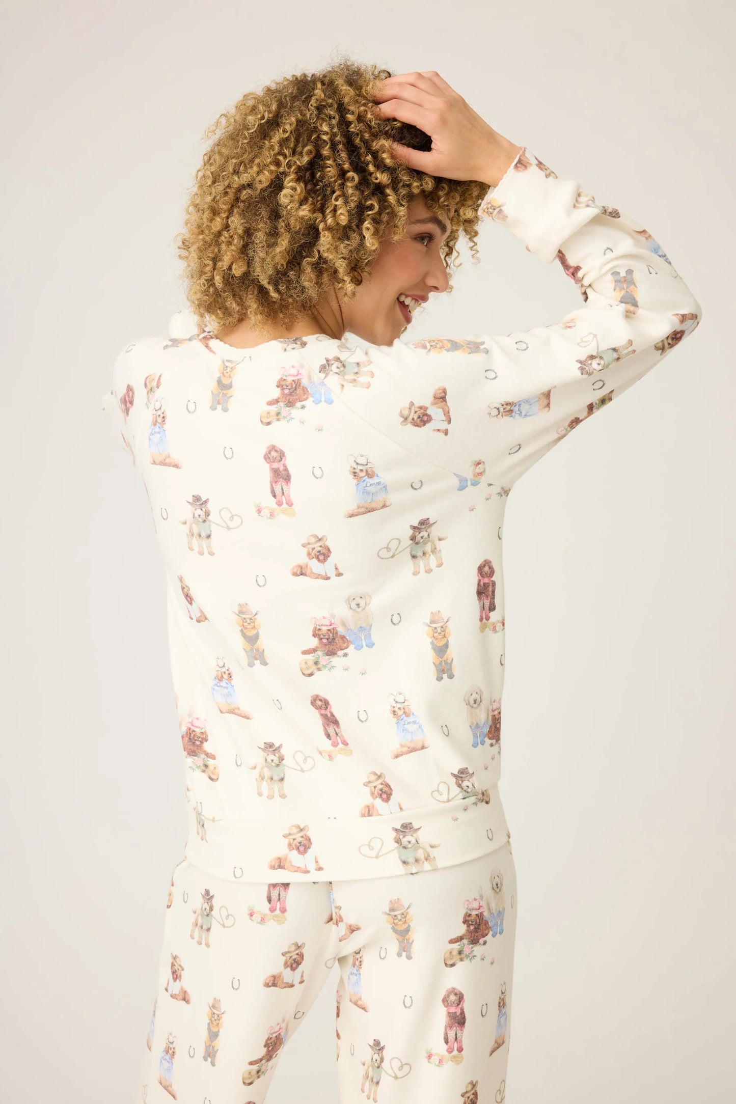 Dog Print Long Sleeve Top