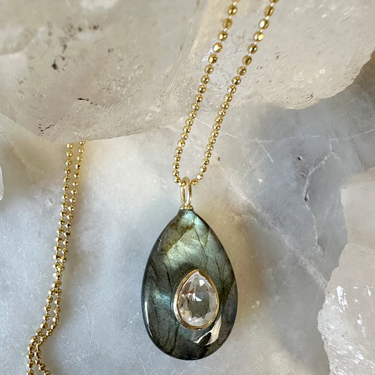 Selene Labradorite Teardrop Necklace