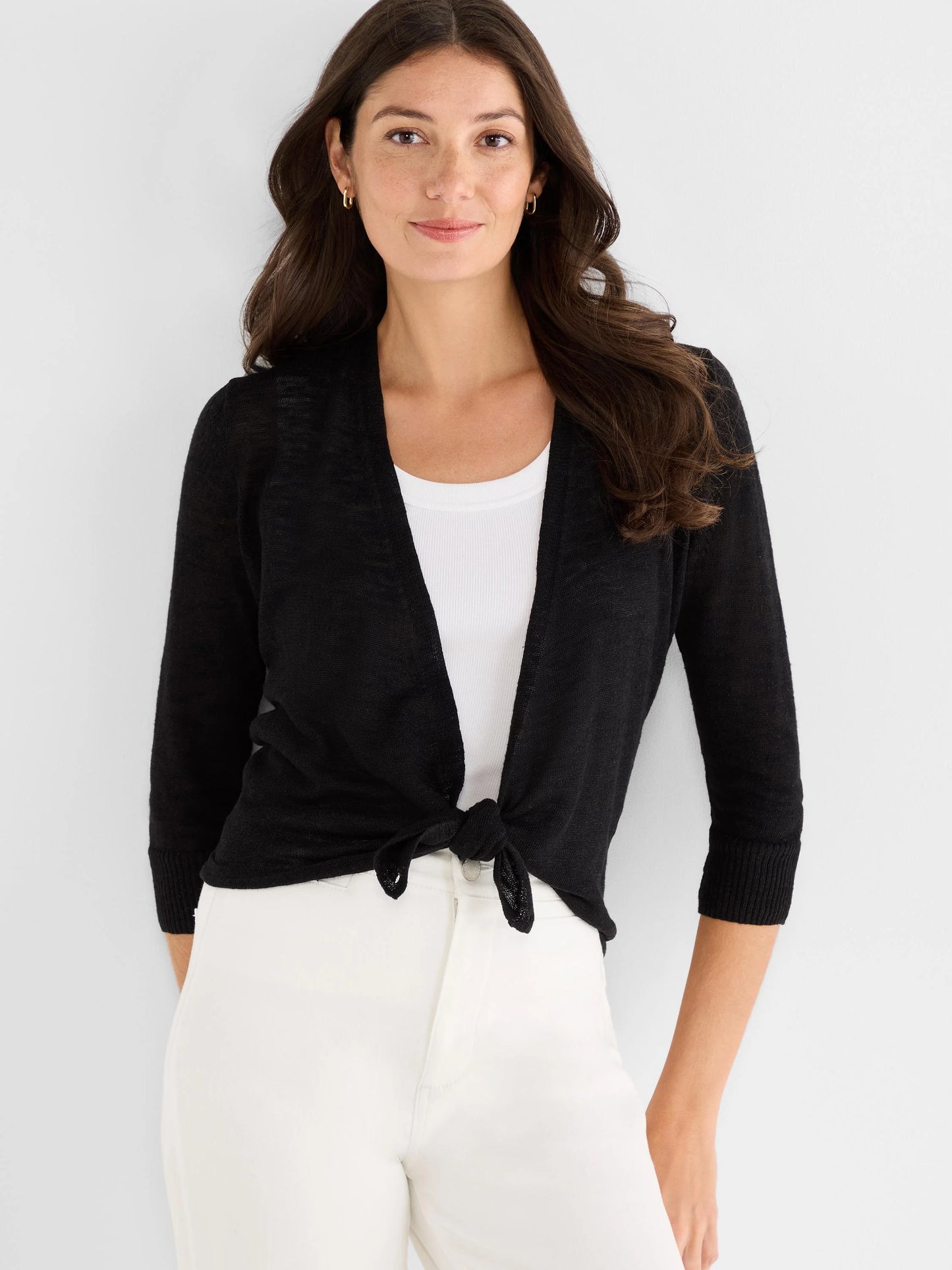 Slub 4-Way Cardigan - Black