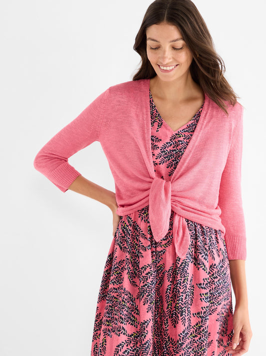 Slub 4-Way Cardigan - Raspberry