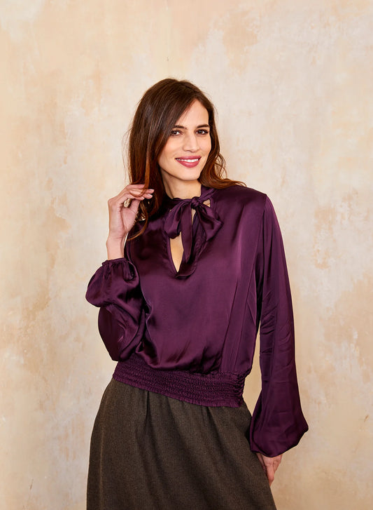 Sissy Bow Tie Top - Eggplant
