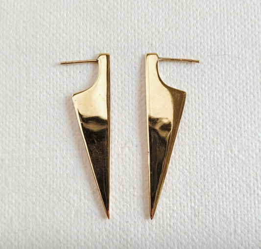 Brass Handmade Triangle Spear Spike Earrings