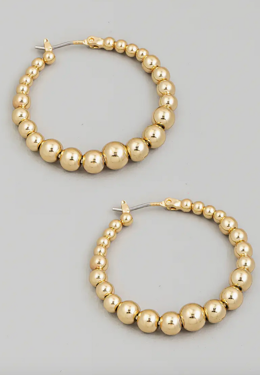 Metallic Ball Beaded Hoops