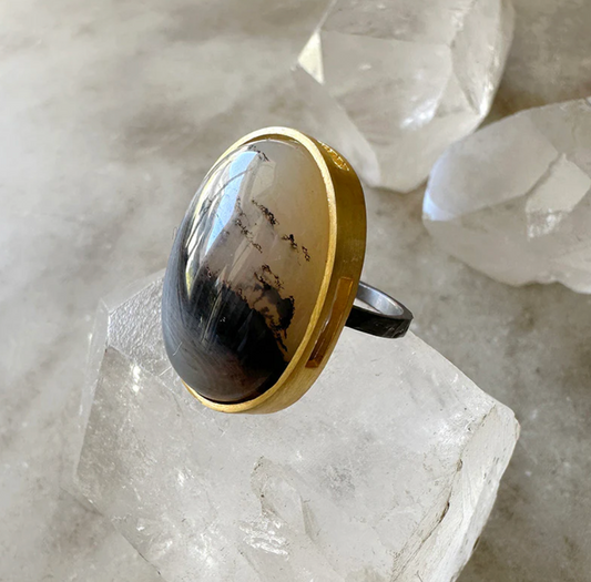 Golden Montana Agate Ring