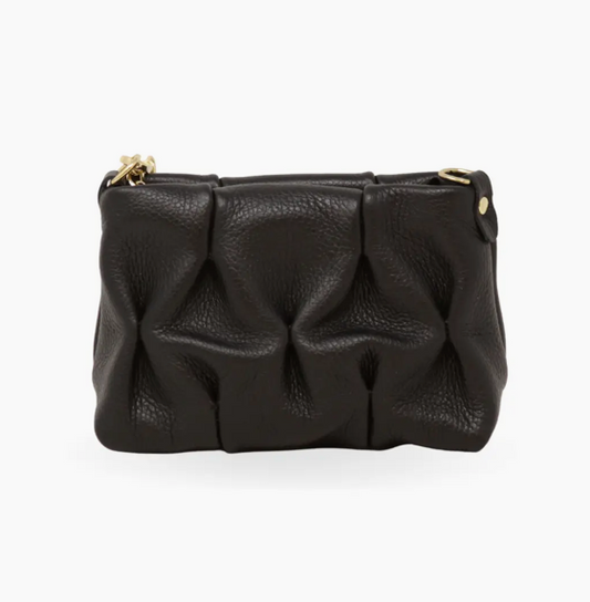 Quilted Leather Clutch - Black