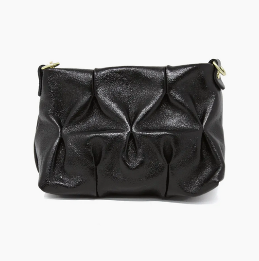 Quilted Leather Clutch - Metallic Blk