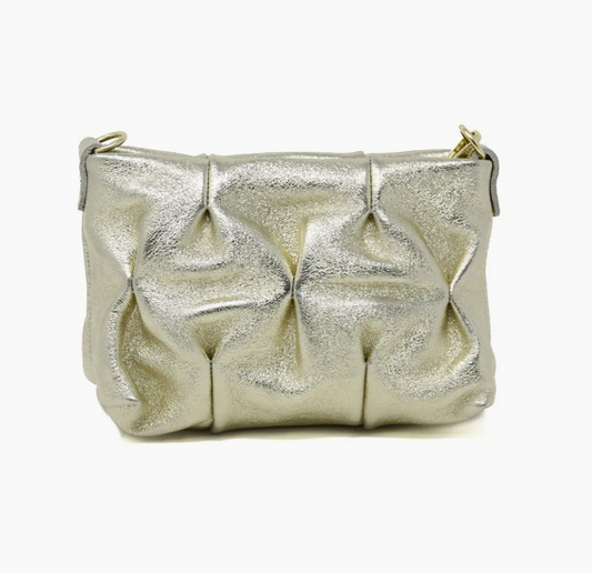 Quilted Leather Clutch - Gold