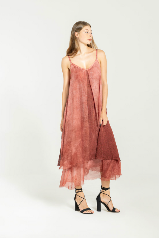 Mesh Slip Dress - Red