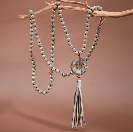 Grey Beaded Crystal Necklace