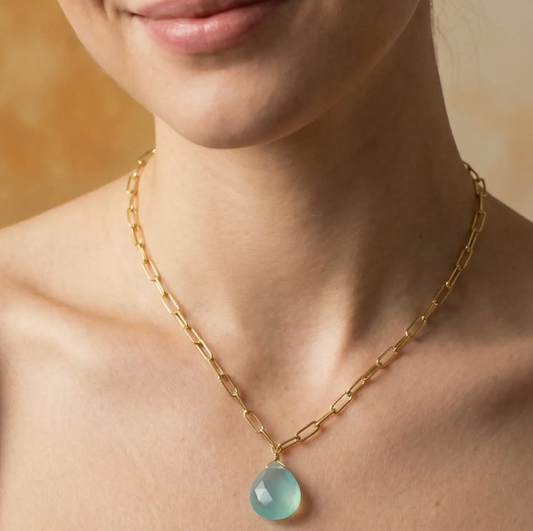 Paperclip Stone Necklace