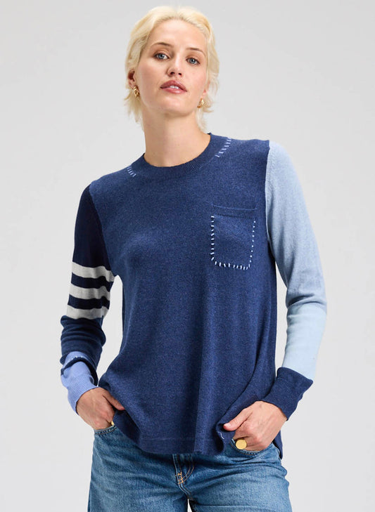 Blanket Stitch Spliced Sweater
