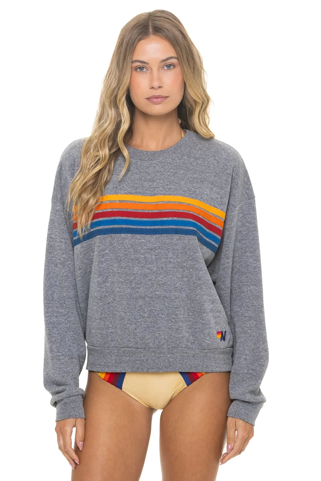 Stripe Crew Sweatshirt - Grey