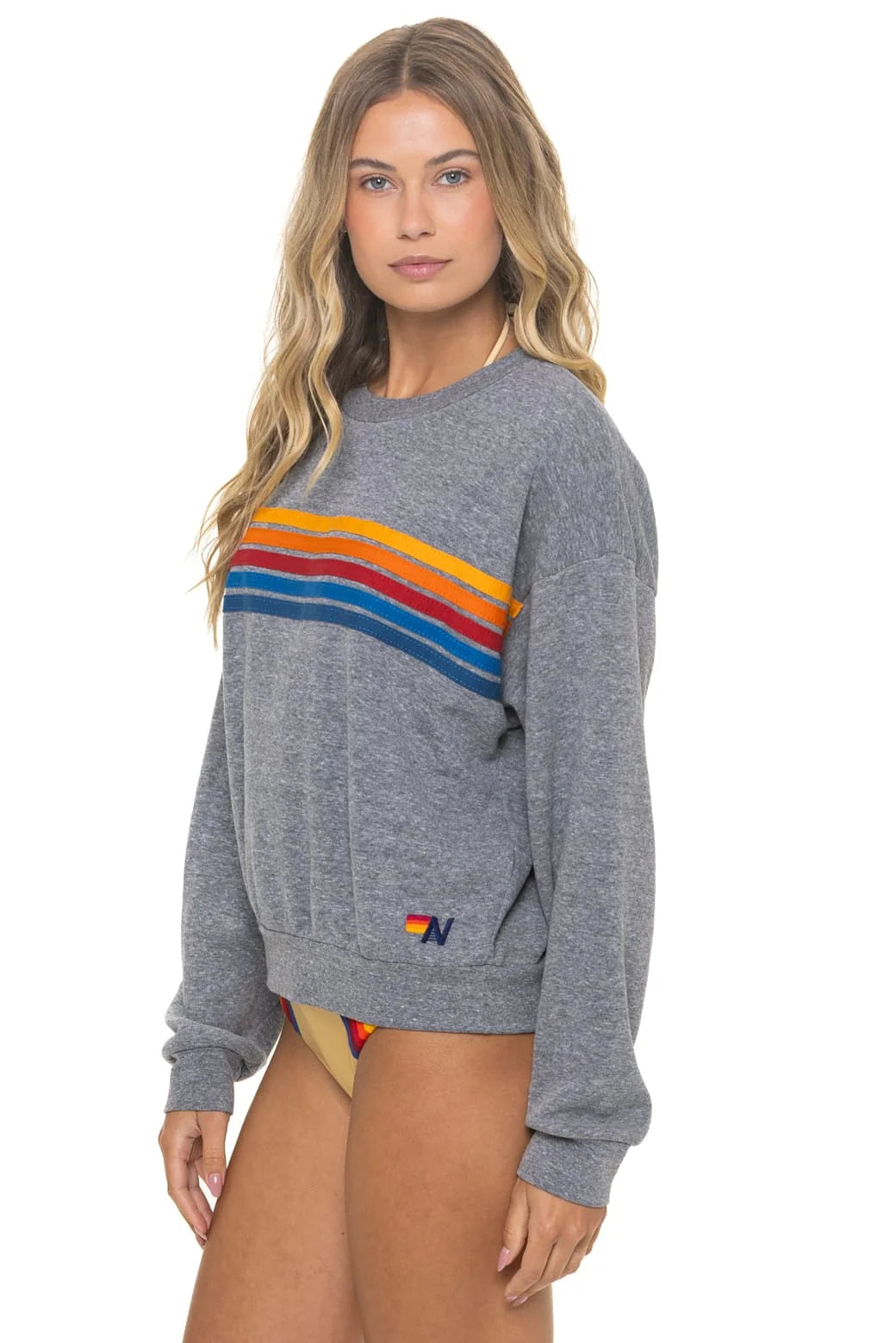 Stripe Crew Sweatshirt - Grey