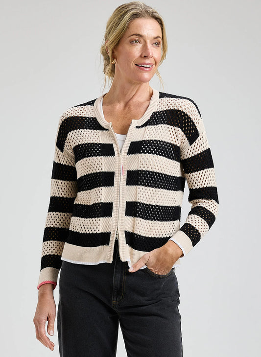Pointelle Zip Cardigan