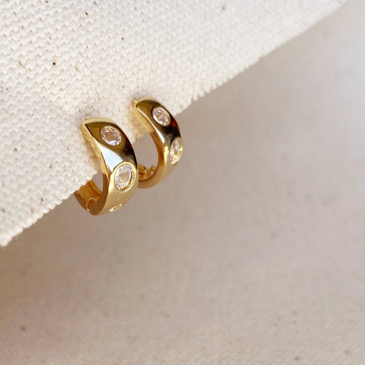 Cubic Zirconia Dotted Huggies